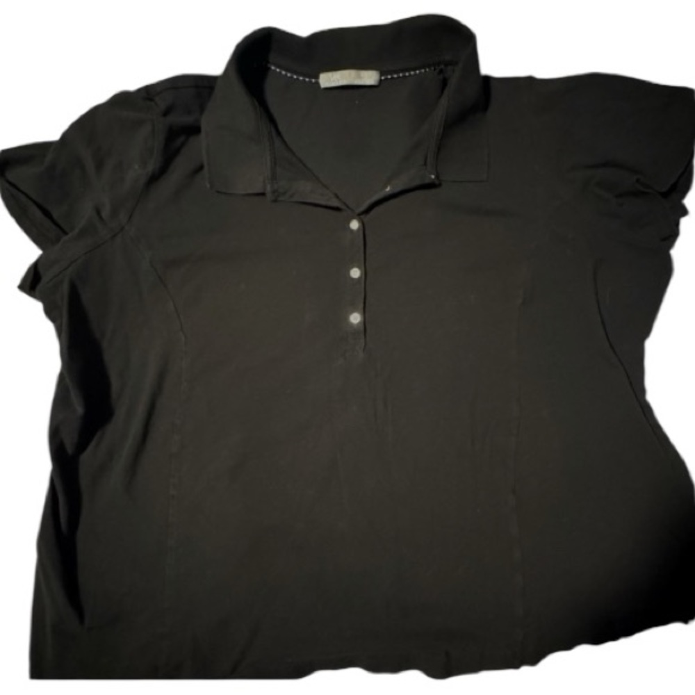 🔥3/$15 Lee Women's Black Button Polo Shirt golf tennis work shirt 4x
